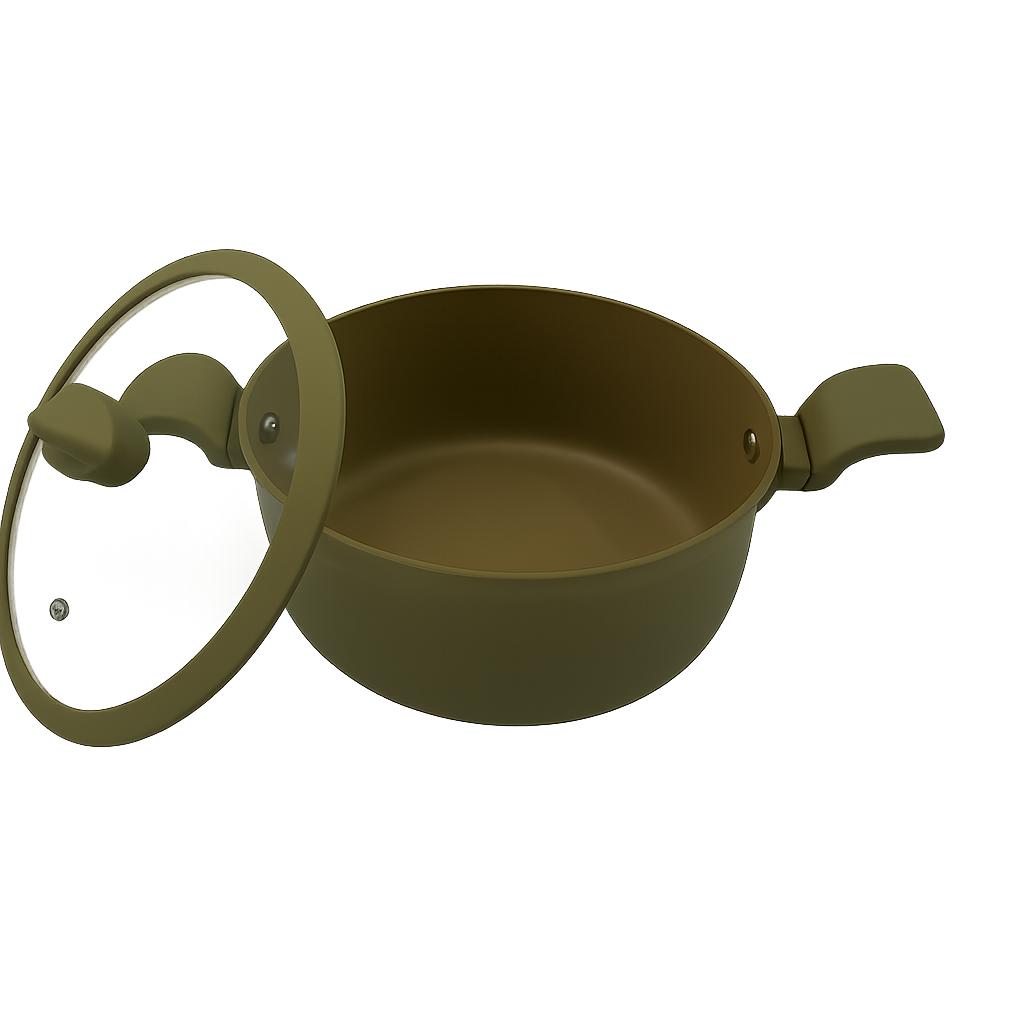 Cratiță Grunberg Belly Line din aluminiu, 22 cm, capac lateral