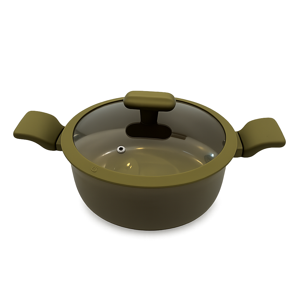 Cratiță Grunberg Belly Line din aluminiu 22 cm cu capac din sticlă