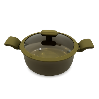 Cratiță Grunberg Belly Line din aluminiu 22 cm cu capac din sticlă