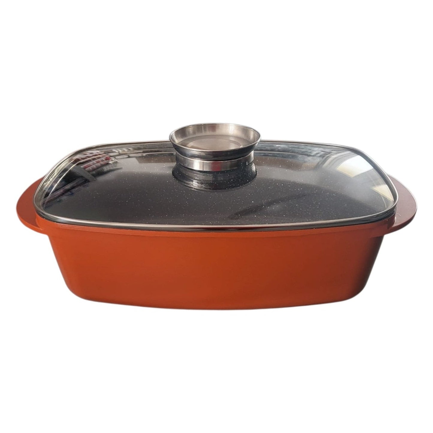 Cratiță Grunberg ceramică 32 cm cu capac din sticlă, vedere produs
