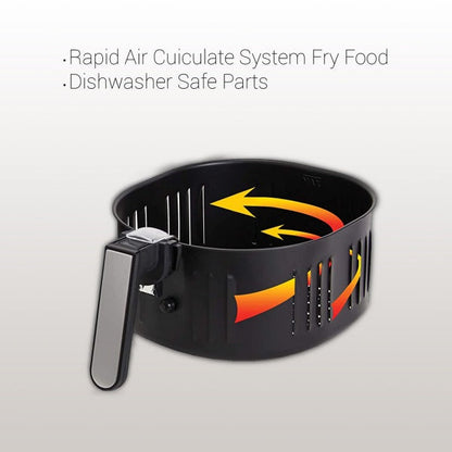 Interior friteuză cu aer cald Zilan ZLN3598 în timpul funcționării