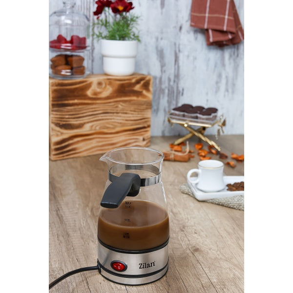Ibric electric Zilan din sticlă, servire cafea caldă