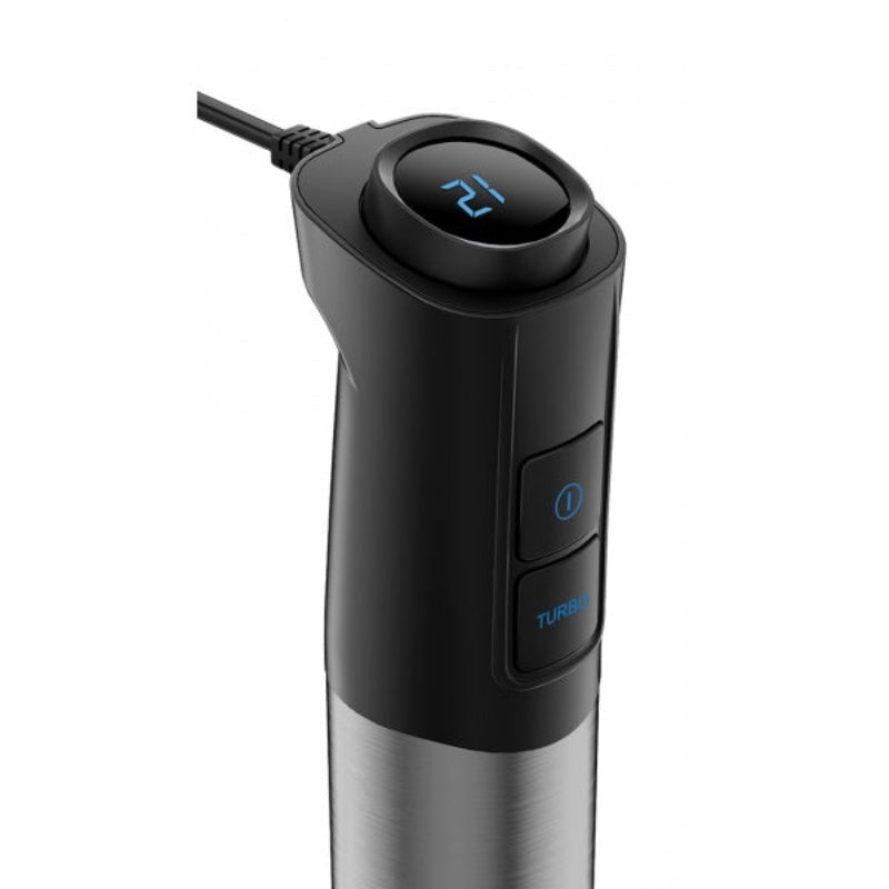 Mixer vertical Zilan din inox, detaliu maner si afisaj digital