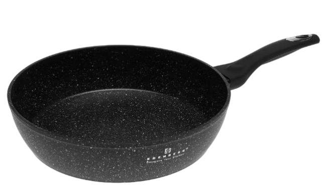 Tigaie Edenberg din aluminiu cu strat marmorat, capac din sticlă, inducție
