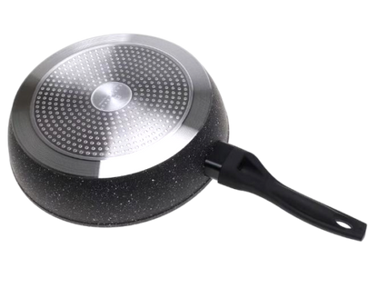 Tigaie Edenberg din aluminiu cu strat marmorat, capac din sticlă, inducție