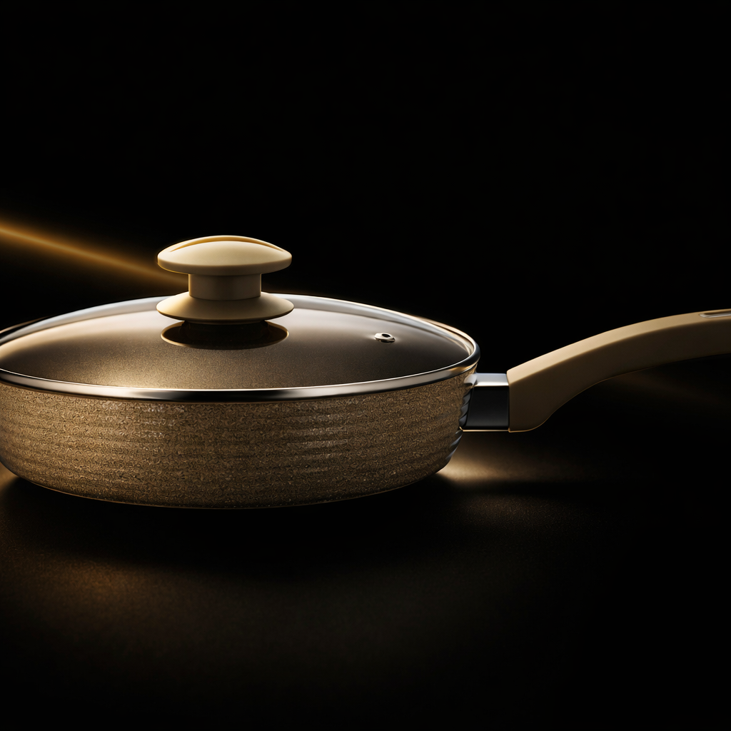 Tigaie Grunberg ceramică 24 cm cu capac din sticlă, prezentare produs