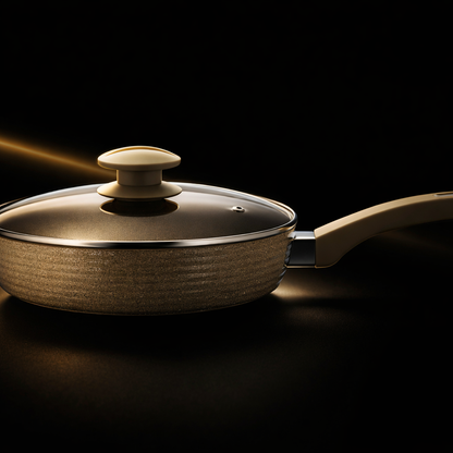 Tigaie Grunberg ceramică 24 cm cu capac din sticlă, prezentare produs